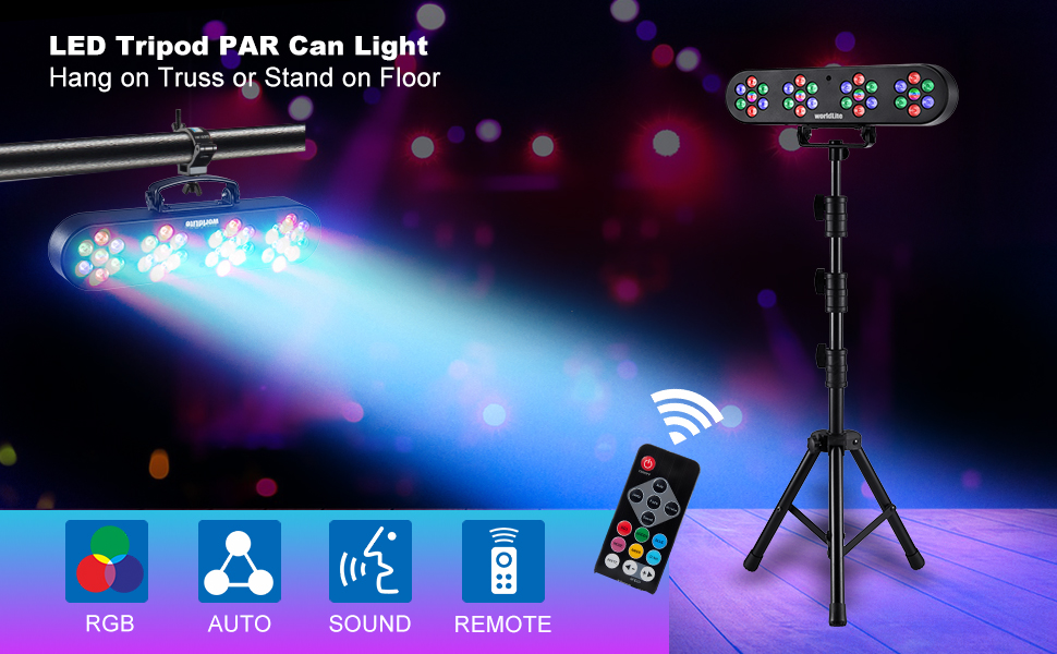 DJ Light with Stand, WorldLite Party Bar Light Set with 4 x Led Par Can