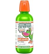 TheraBreath Kids Organic Wacky Watermelon Mouthwash with Fluoride, Anticavity, Dentist Formulated...
