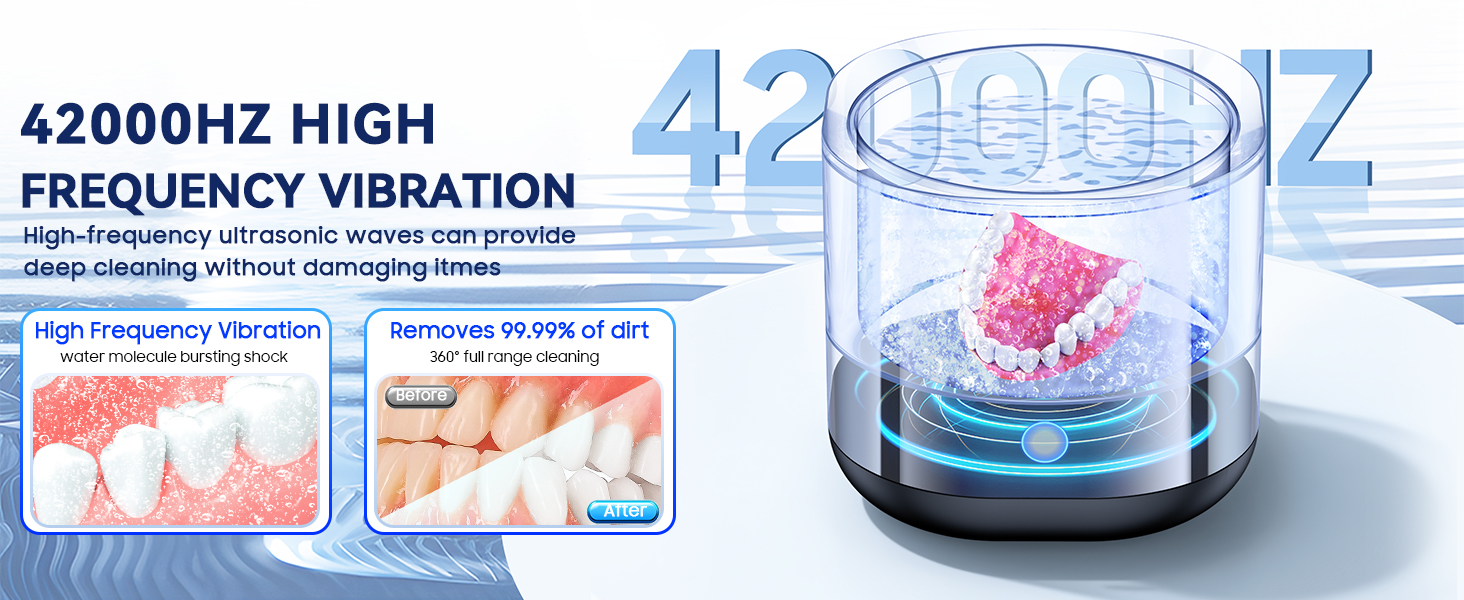 Ultrasonic Retainer Cleaner Denture Cleaning 42kHz