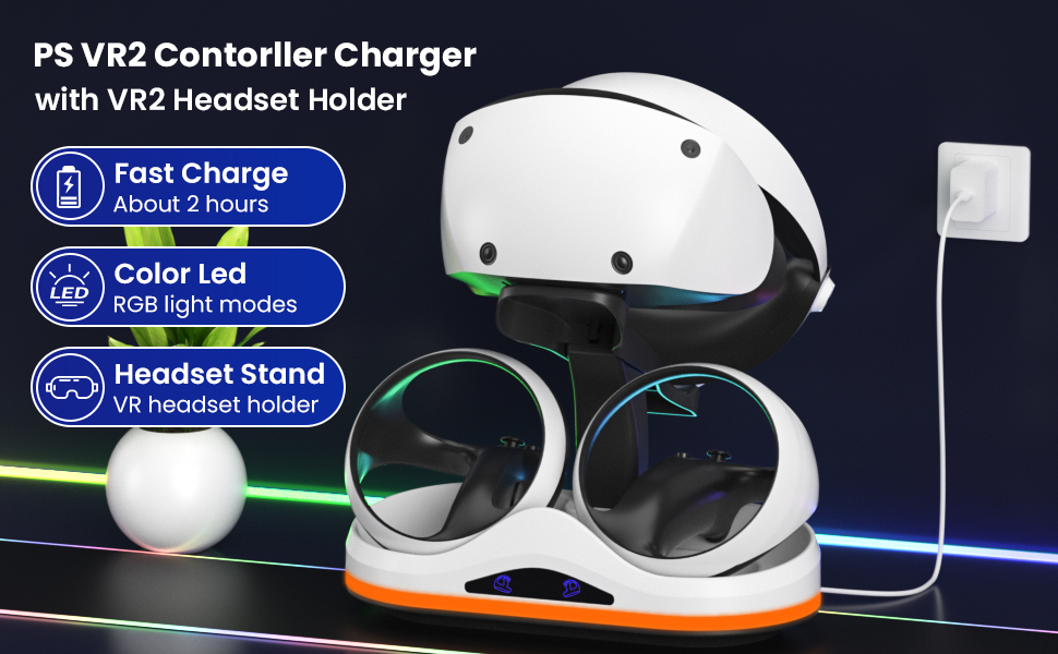 قاعدة شحن لجهاز بلاي ستيشن VR2 مع ضوء RGB