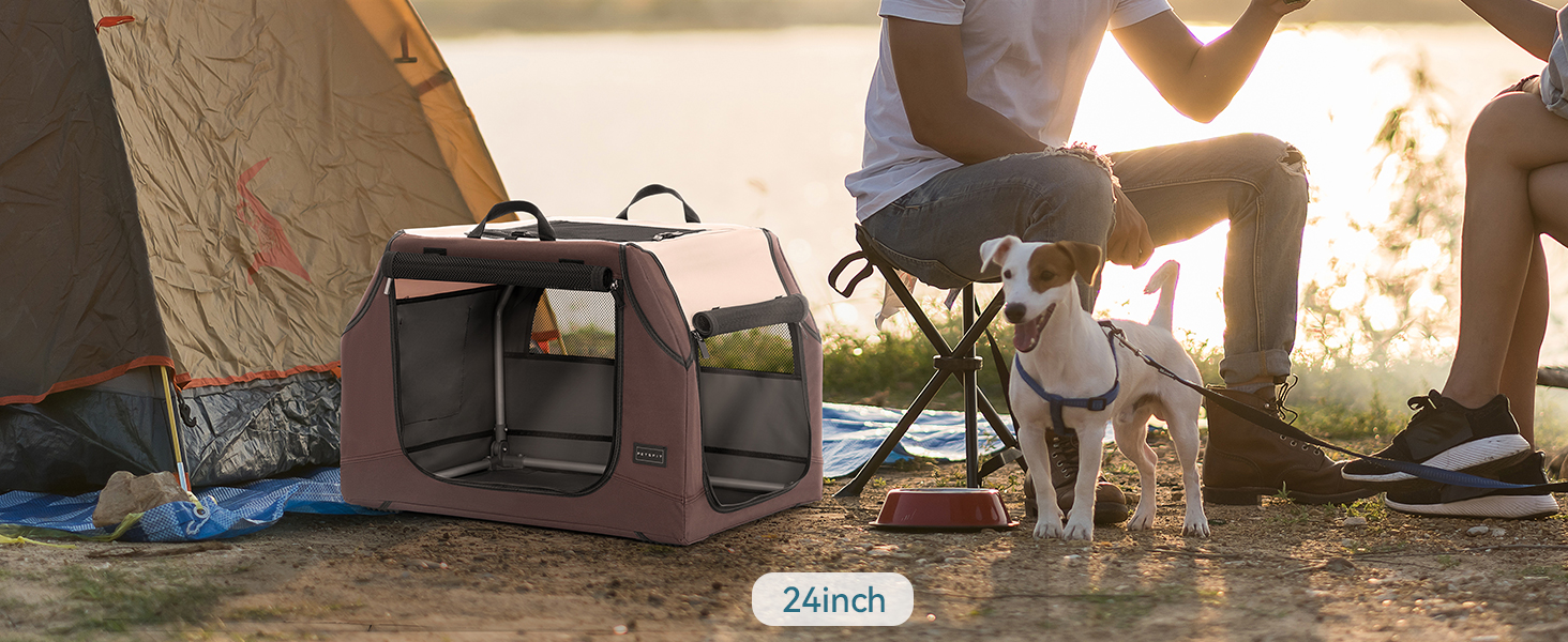 Petsfit Dog Car Crate, Portable Dog Travel Crate for Car,Lightweight