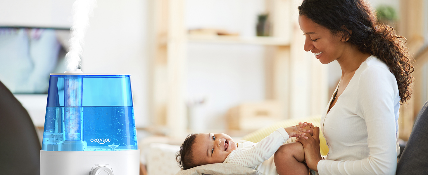 Okaysou Humidifiers for Bedroom Large Room, 2.2L Humidifier W/Essential