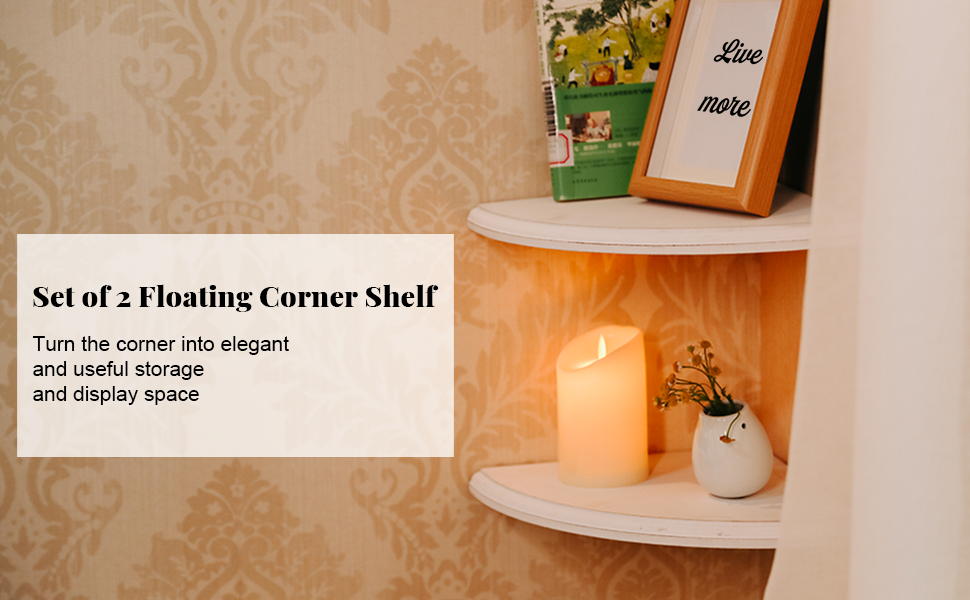 Defined Deco Corner Shelf Wall Mount,Floating Corner Shelves for Wall Storage and