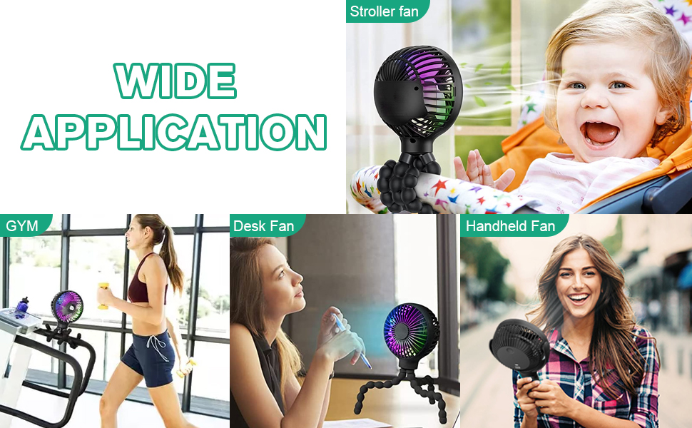 STORMHERO Pram Fan, Portable Stroller Fan, Rechargeable Handheld Mini Desk Fan, Prams