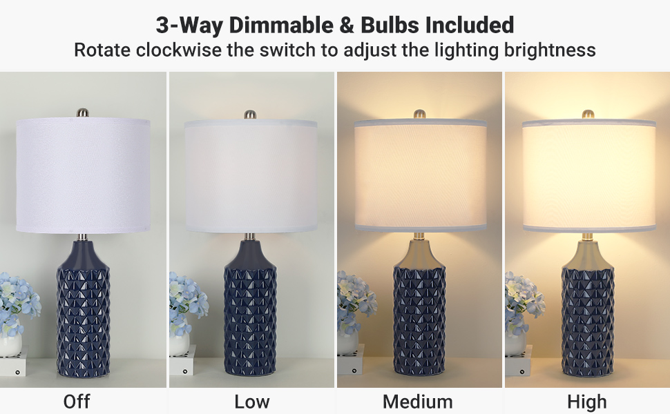 Qingmiao Modern Ceramic Table Lamp, Set of 2 - Navy Blue