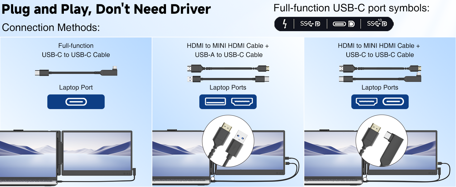 14" 1080P FHD 2.25 LB travel laptop monitor extender for home office work