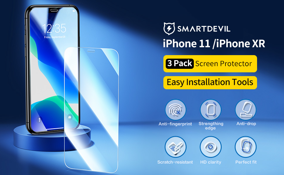 SmartDevil 3 Pack Screen Protector for iPhone 11/iPhone XR, Transparent