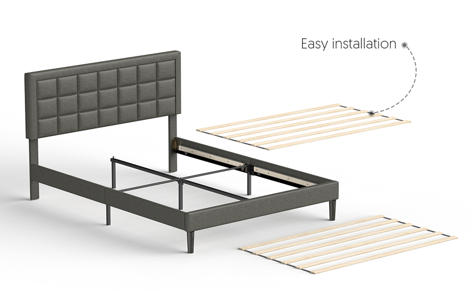 Nazhura Queen Size Bed Frame Upholstered Modern Low Profile