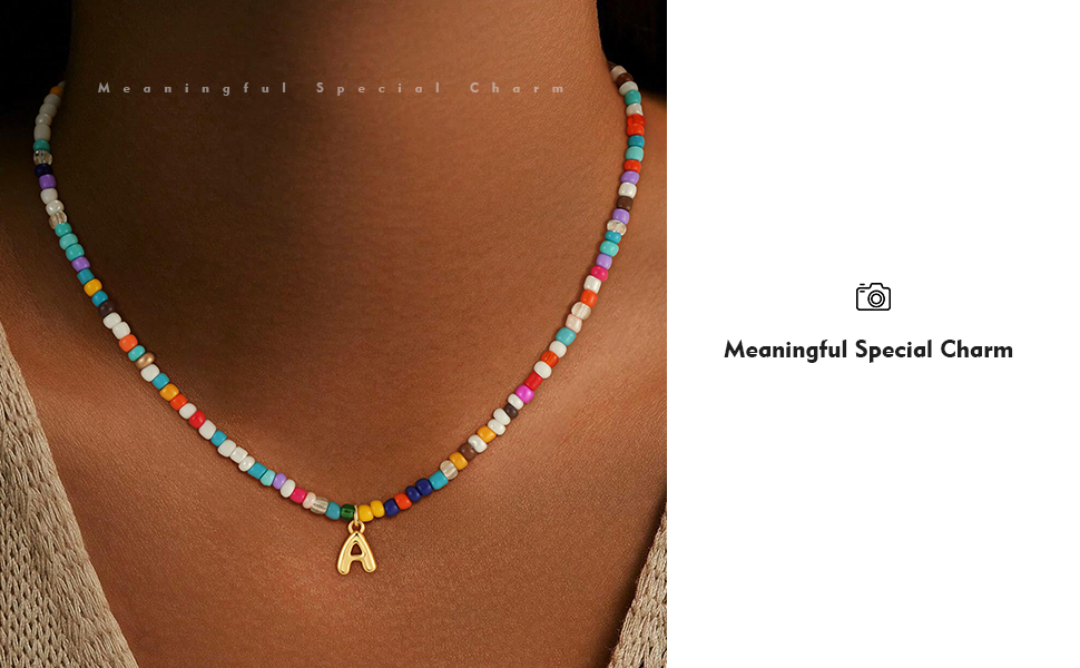colorful beaded initial necklaces
