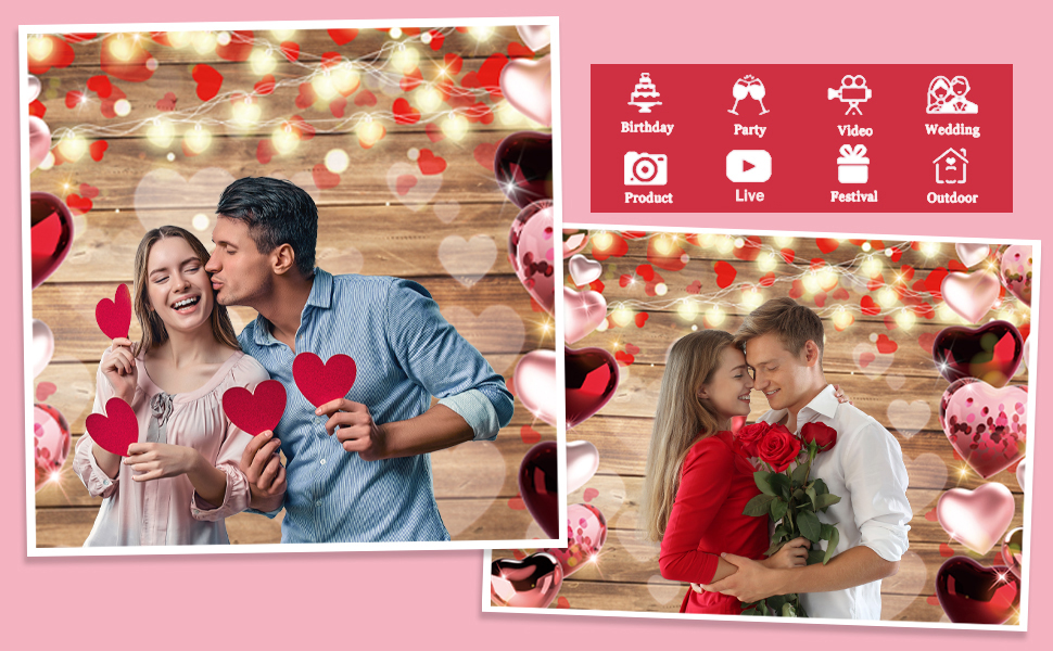 Swepuck 8x6ft Valentine's Day Photography Backdrop Wood