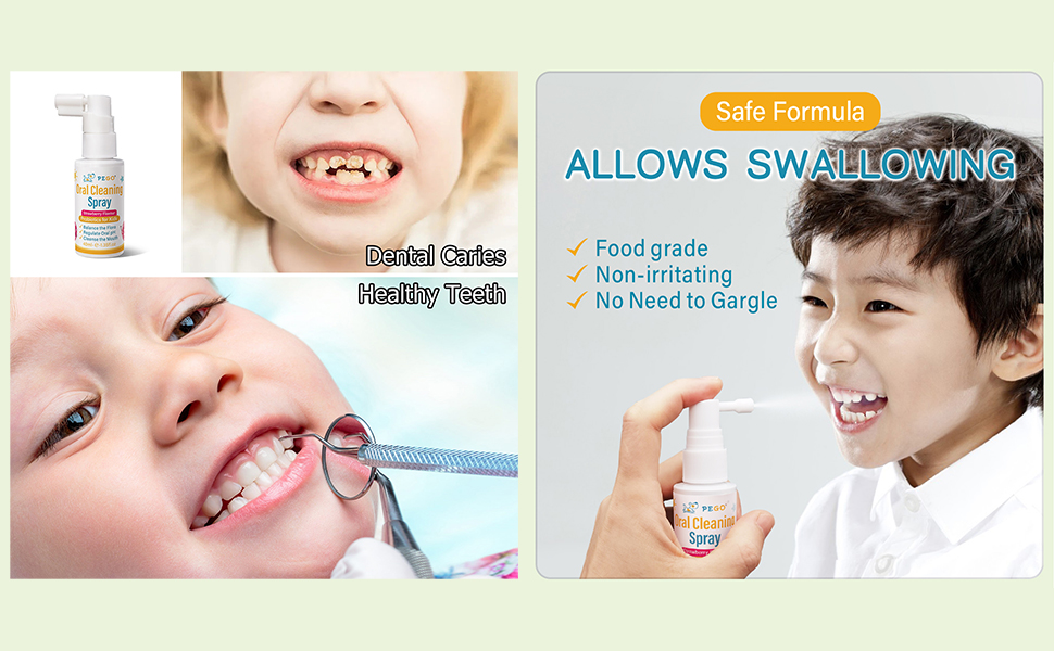 PEGO Kids Oral Spray, Toddler Toothpaste Helper for Cavity Repair and Fresh Breath