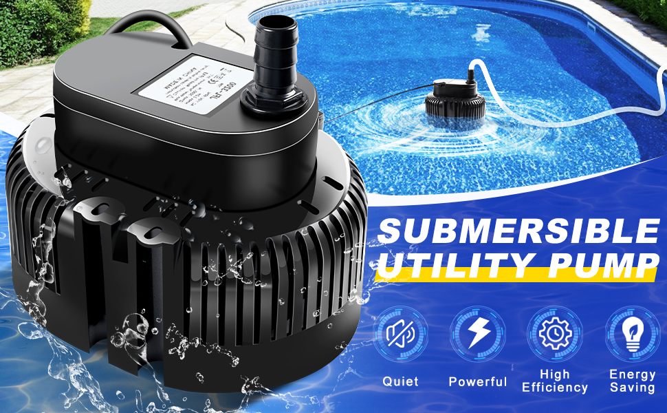 UniWater Pool Cover Pump Above GroundSubmersible Sump Pump, Swimming Water Removal