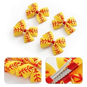 softball hair bows