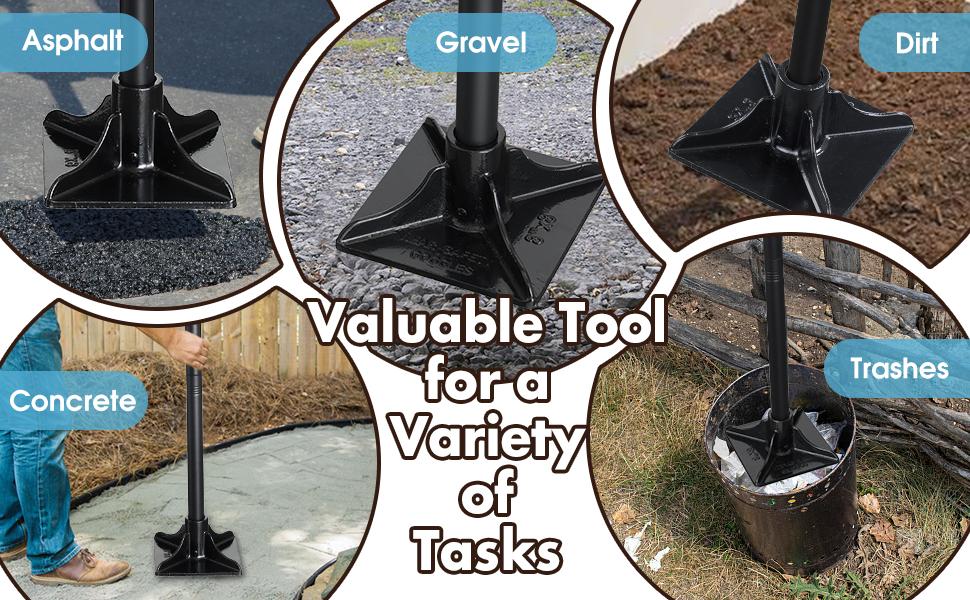 Heavy Duty Tamper Tool, 8"x8" Ground Tamper Tool with 58