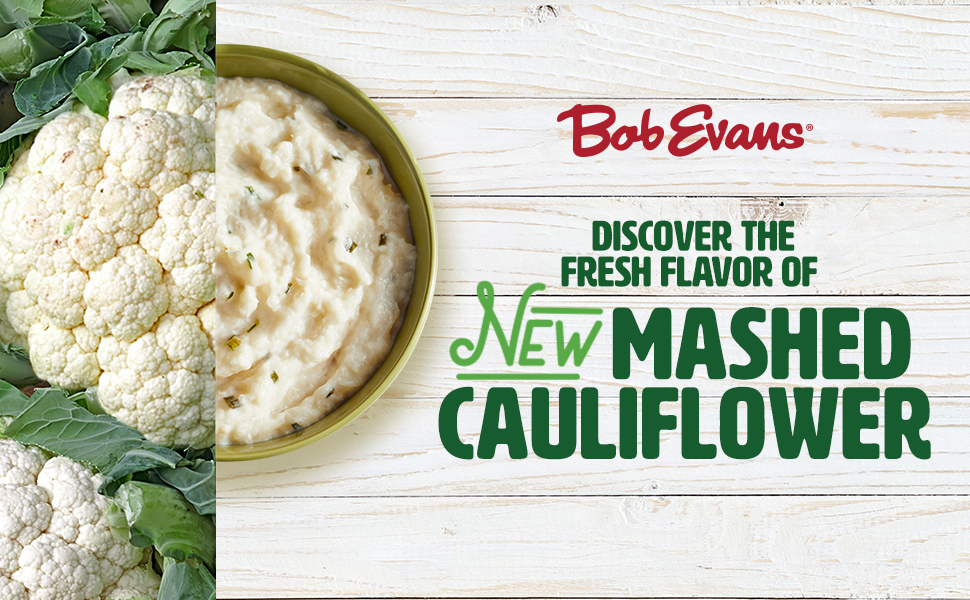 Bob Evans Parmesan & Chives Mashed Cauliflower, Refrigerated Dinner Sides,12 oz
