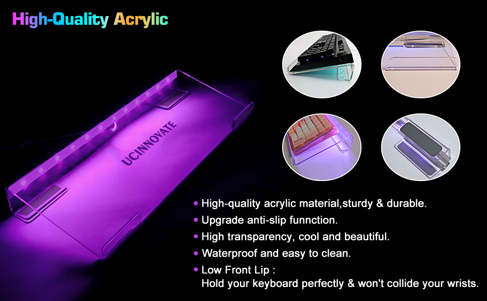 UCINNOVATE RGB Acrylic Computer Keyboard Stand, LED Backlit Keyboard