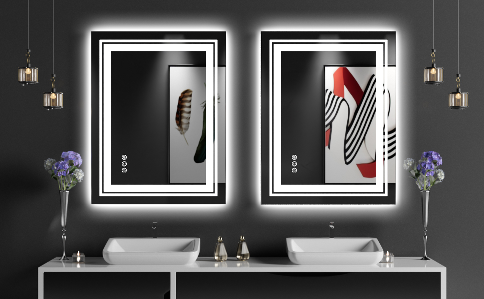 Snowdool LED Bathroom Mirror with Lights, 24 x 32 Inch