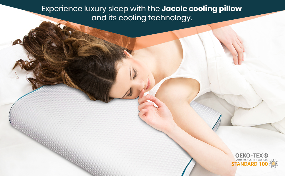 Jacole Contour Memory Foam Pillow for Neck and Shoulder Pain, Cooling Gel Infused Cervical