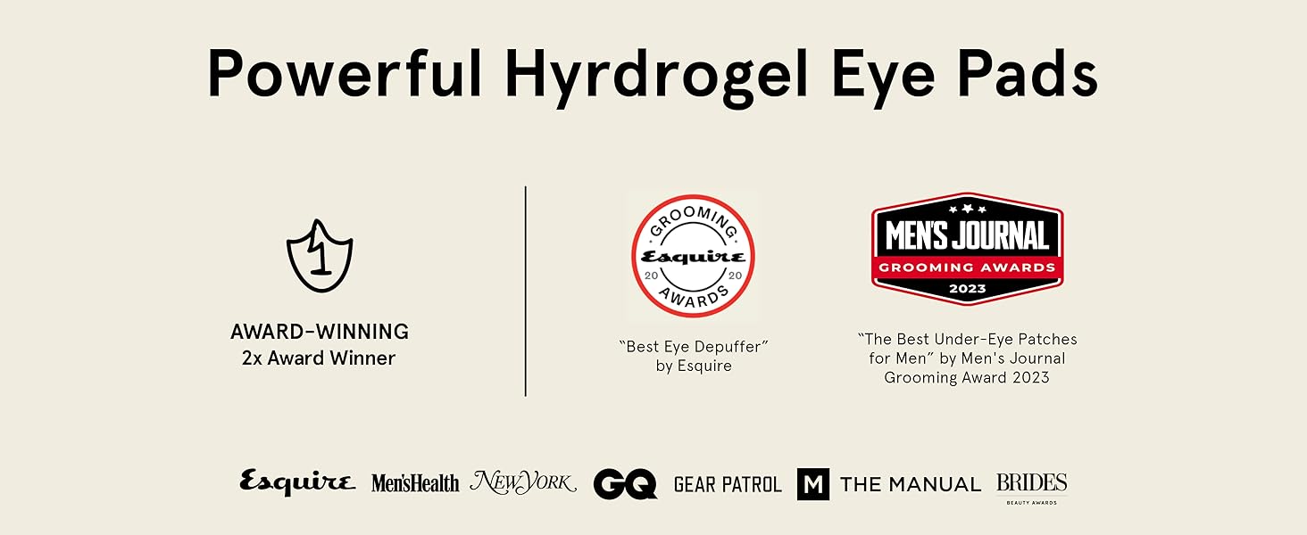 Powerful Beauty Eye Pads: 2x award-winning skin care for men, recognized by Men's Journal 2023
