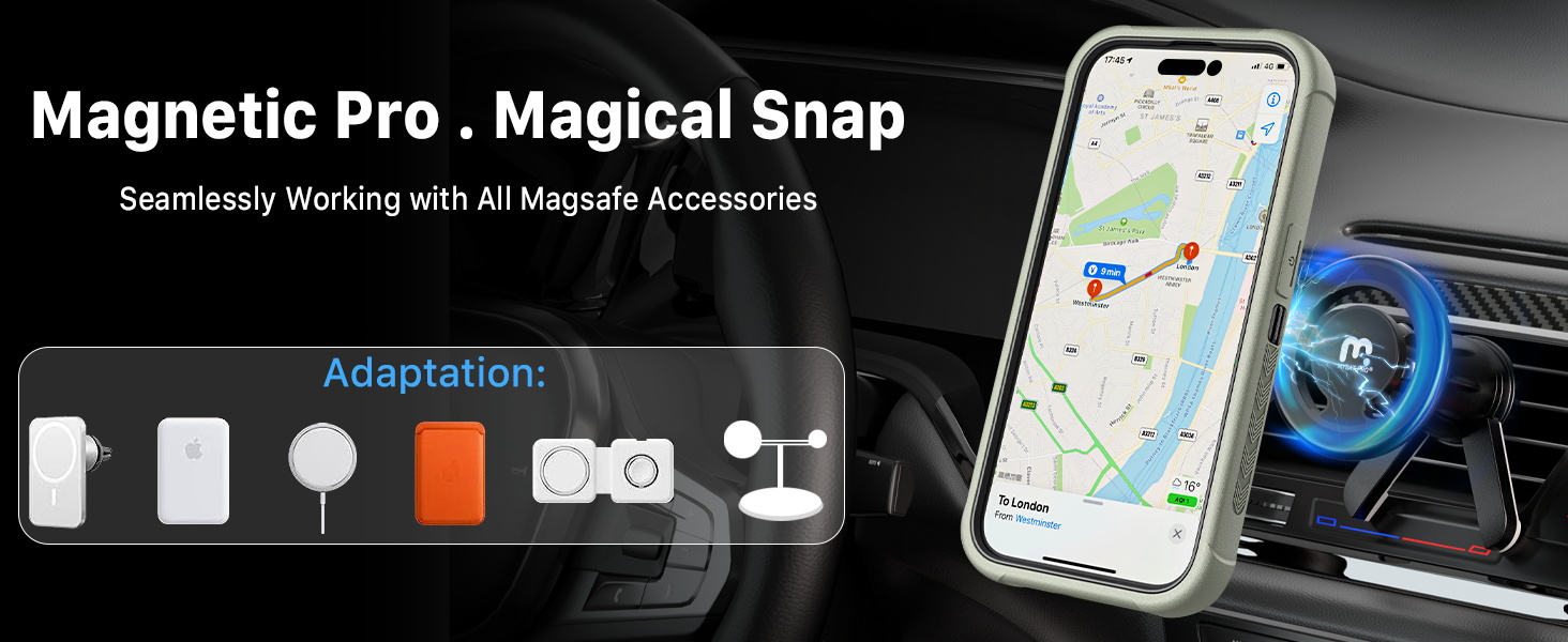 Magnetic Pro . Magical Snap Seamlessly Working with All MagSafe Accessories