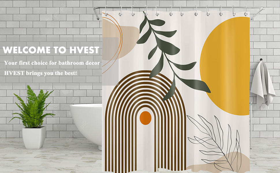 HVEST Mid Century Abstract Shower Curtain for Bathroom