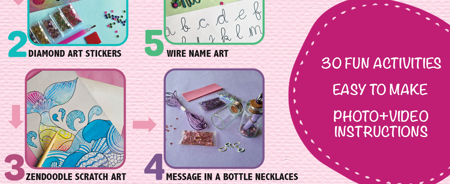 Chalk and Chuckles Craft Box for Girls age 5, 6, 7,8 ,9, 10-12 Years