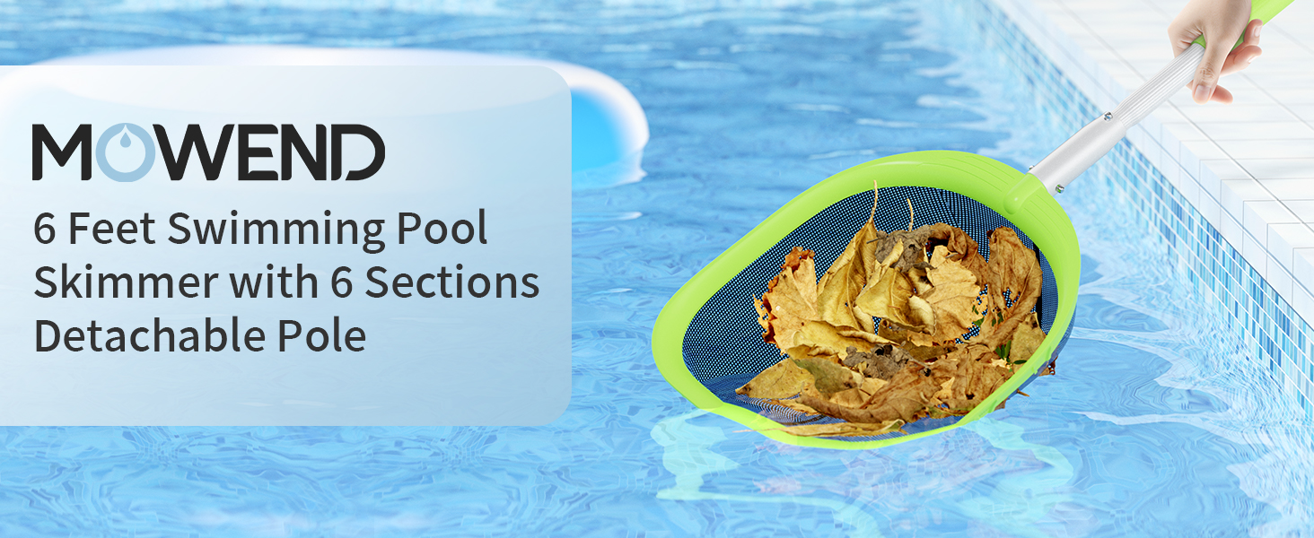 【2023 New Model】 Pool Skimmer Net, 6ft Pool Leaf Net Cleaner Supplies with 6