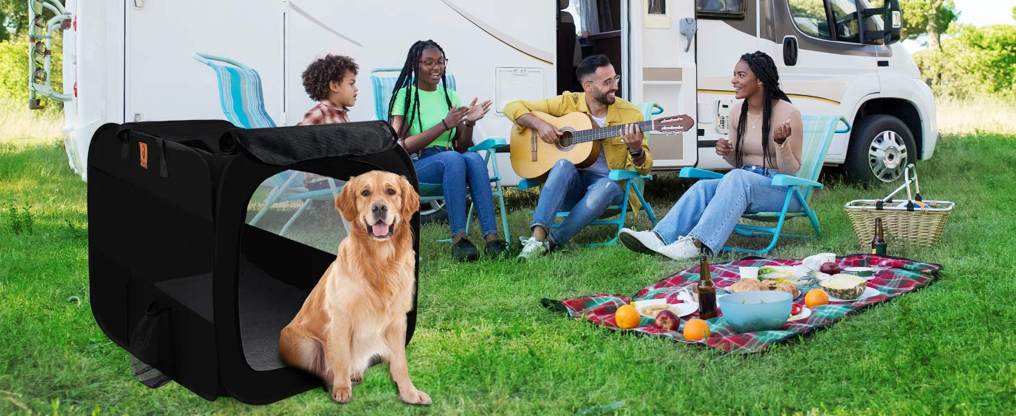 OUHOU Soft Collapsible Dog Crate,36 Inch Portable Travel