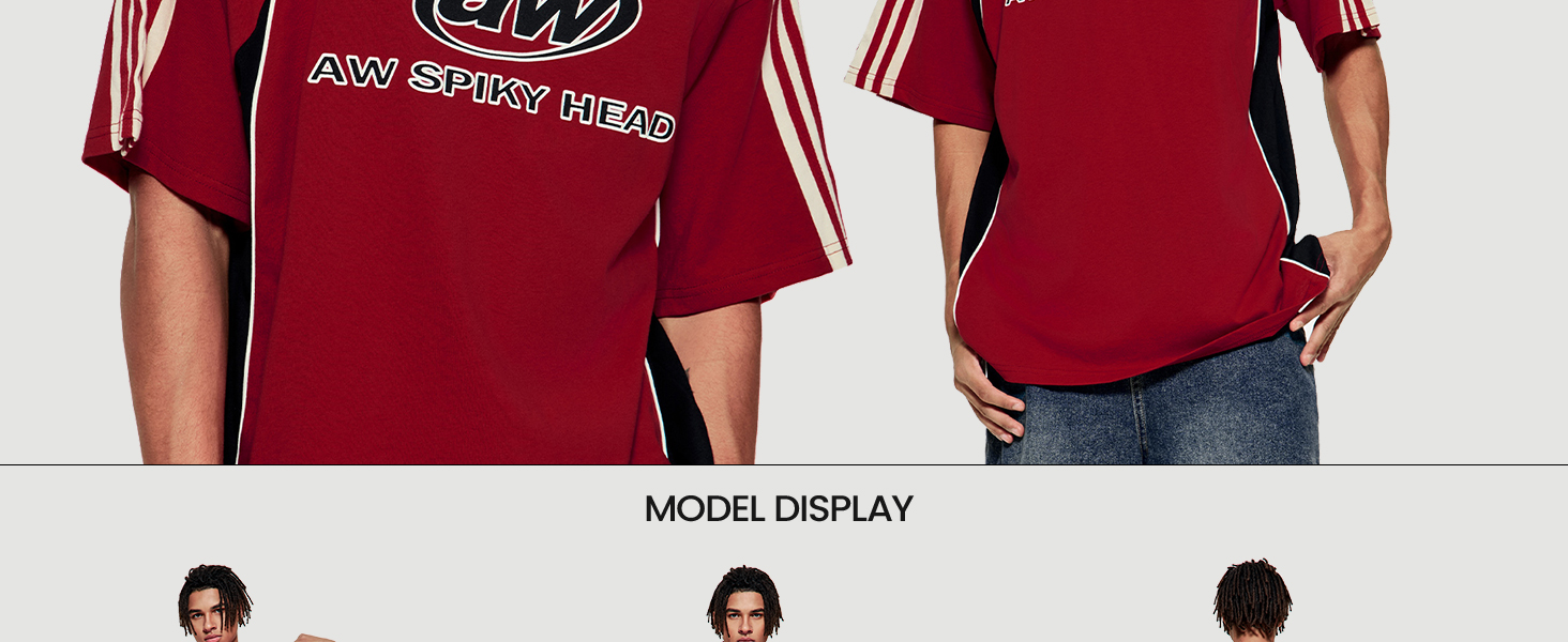 Oversized Graphic Tees Men Contrast Colorshirt Unisex Streetwear T-Shirt