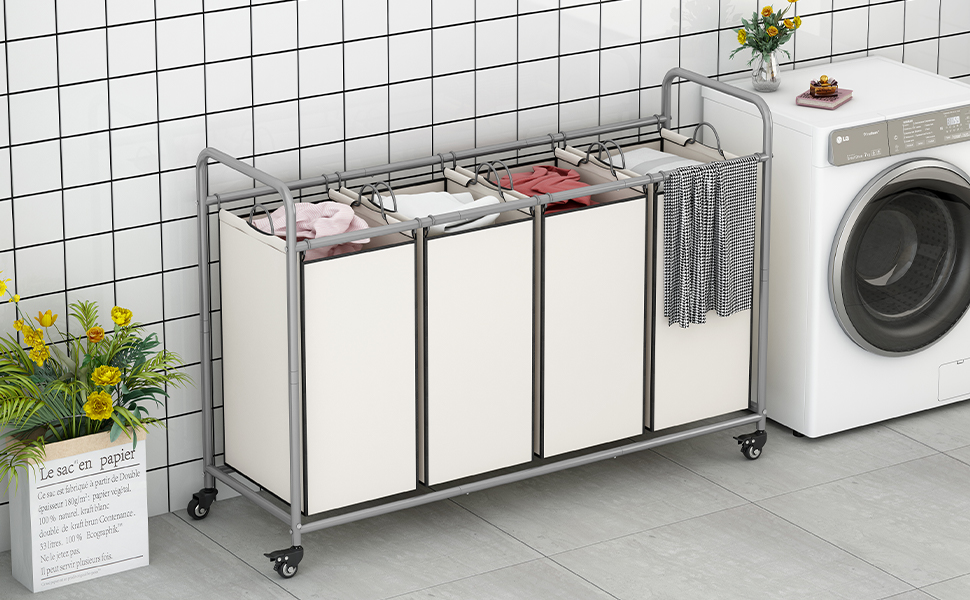 Amazon.com: Laundry Sorter 4 Section Hamper Sorter with