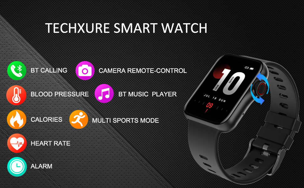 TECHXURE Bluetooth Calling Smartwatch with Call 1.7" Touch Screen