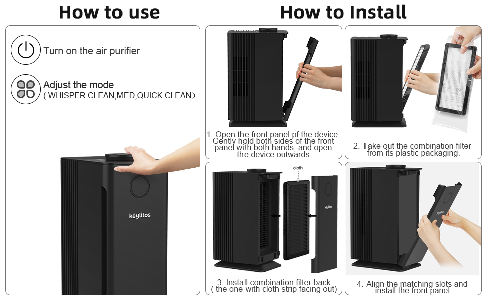 Keylitos Replacement Filter, Air Purifier Filter Element
