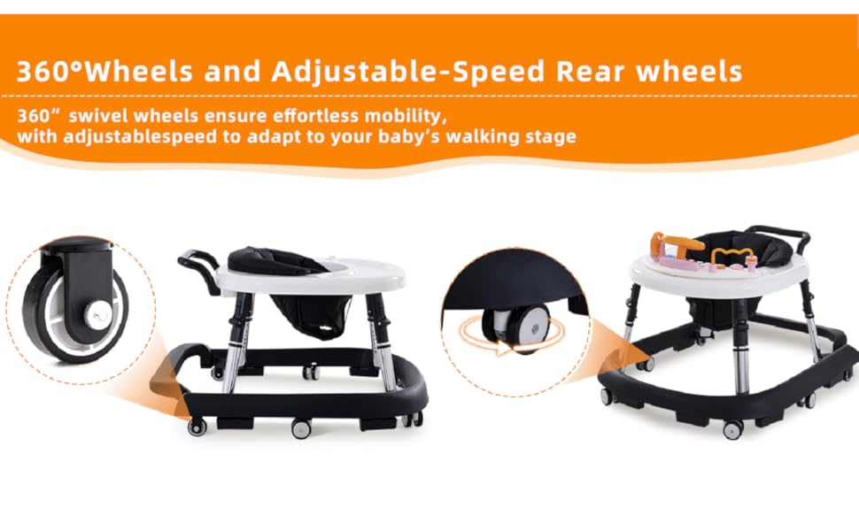 360°Wheels and Adiustable-speed Rear wheels