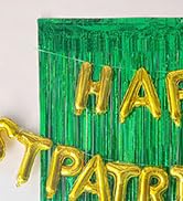 Melsan Tinsel Foil Fringe Curtains, Green Foil Curtain for St Patricks Day Decorations, Green Tin...