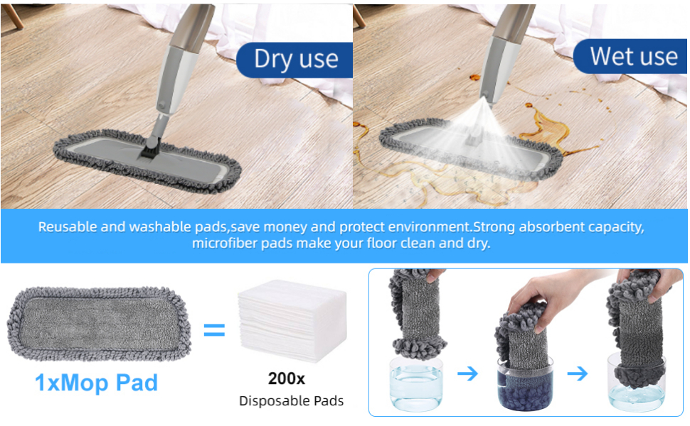 Spray Mop for Floor Cleaning, Microfiber Dust Hardwood Floor Mop, Wet
