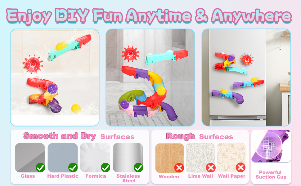 Nuheby Bath Toys for 2 3 4 Year Olds Gifts, Kids Bath Toys Upgraded Bigger Balls Track Game Shower Toys Water Slide with Powerful Suction Cups Water Toys DIY Bathtub Baby Toddler Bath Toys Mould Free 21 baby bath toys