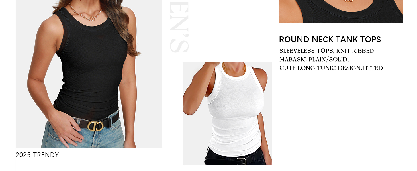 Womens Tank Tops High Neck Sleeveless Ribbed Tank Casual Basic Thick Strap Slim Fitted Racerback Shirts 14 women casual tank