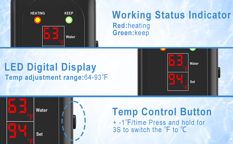 HiTauing Aquarium Heater, 300W Fish Tank Heater with LED Digital