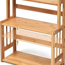 RELAX4LIFE Portaspezie Da Tavolo Con 3 Ripiani In Bambù, Scaffale Salvaspazio Per Spezie Da Cucina, Organizer E Contenitore Con Grande Capacità E Altezza Regolabile, 41 X 18 X 50 Cm, Legno Naturale 18 1