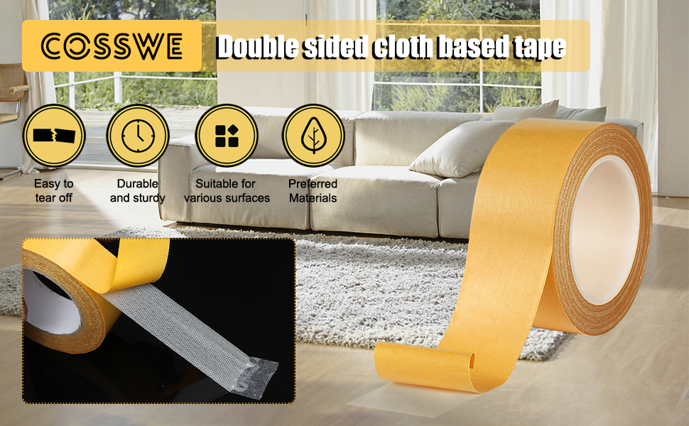 Double Sided Tape Heavy Duty, Carpet Tape Super Sticky Mounting Tape