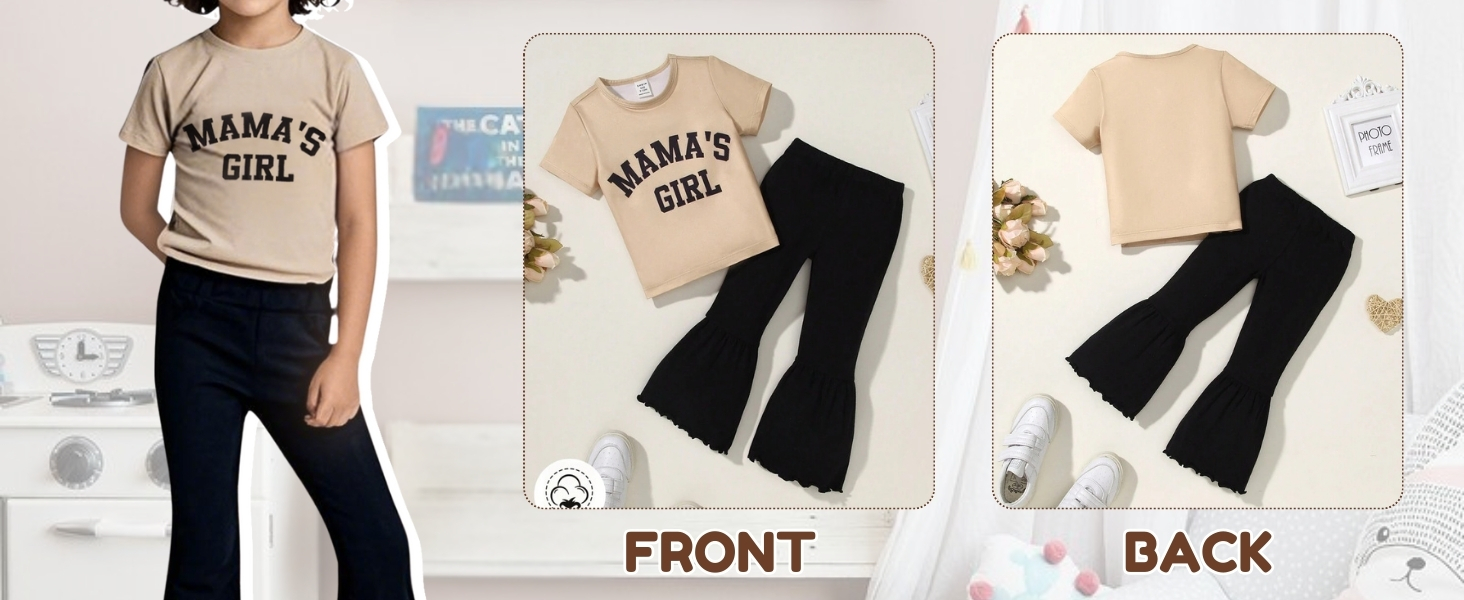 girls tshirt and flare pants set