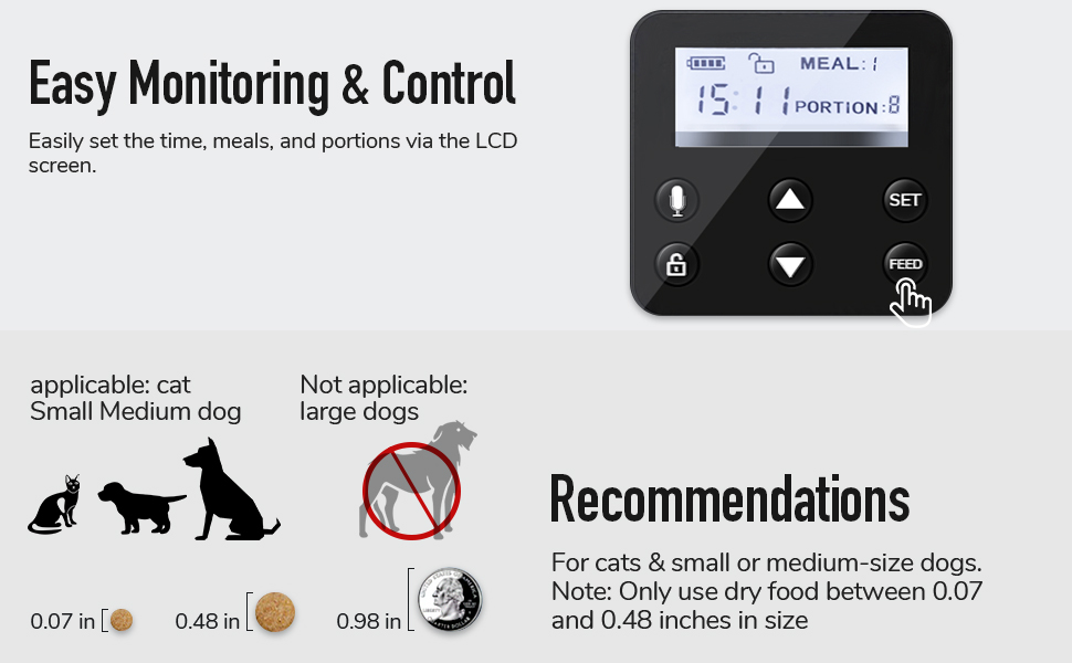 Petoday Automatic Cat Feeder, 4L Timed Cat Feeder with Desiccant Bag