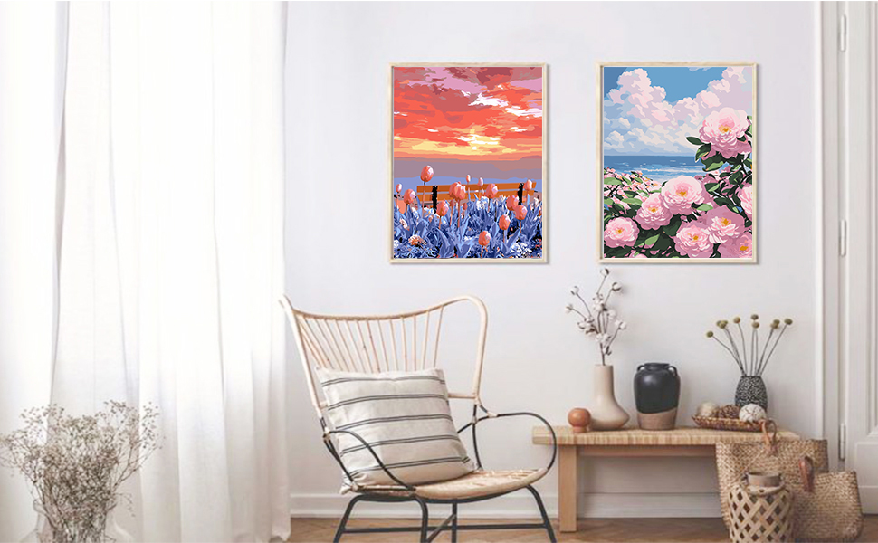 Jethami 2 Pack Paint by Number for Adults, Flower Acrylic