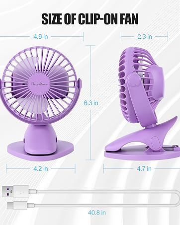 Portable Clip Fan with USB & Battery Powered