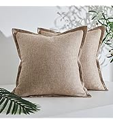 Topfinel Neutral Accent Throw Pillow Cover 18x18 Inch Decorative Set of 2,Textured Linen Farmhous...
