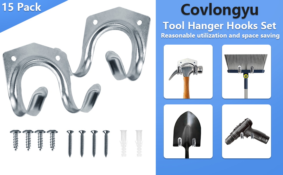 Covlong 15 Pack Tool Hanger Hooks Set