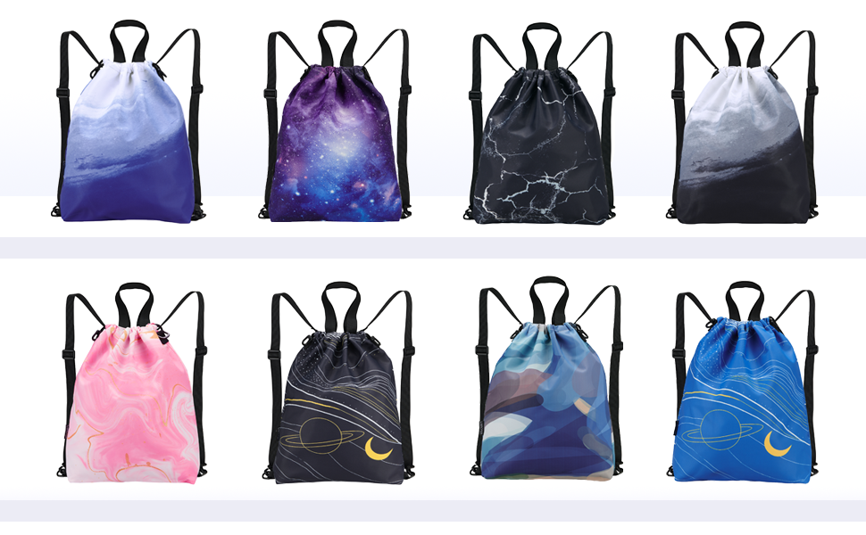 LIVACASA Drawstring Bag Gym with Pockets Water Repellency Sports Sack with Handle Drawstring