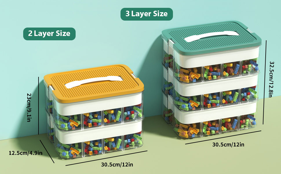 Stackable Toys Organizer Storage Case, Stackable Storage Container with 2 Layer 32 Big Compartments