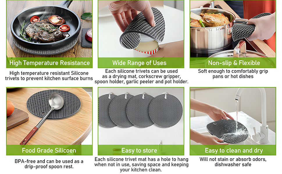 Silicone Trivet Mats Food Grade