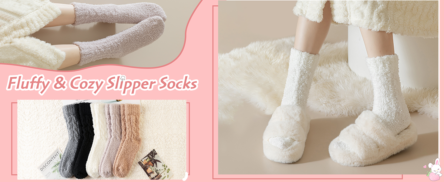 WEVIAS Womens Fuzzy Socks Slipper Fluffy Comfy Cozy Winter Soft Warm Fleece Cabin Plush Sleep Socks